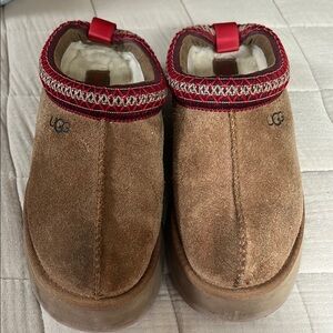 UGG Taz Platform Brown Suede Slippers